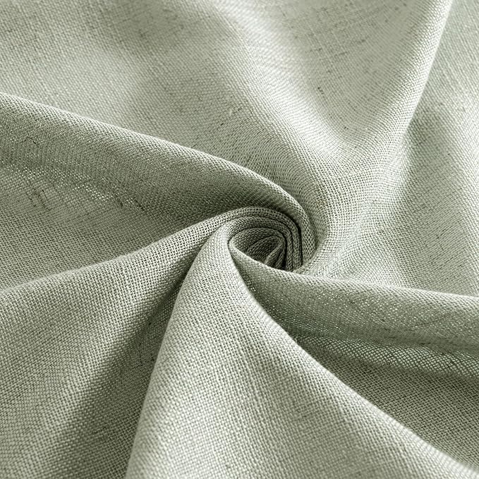 MIULEE Sage Linen Curtains 52x45 Inch Long 2 Panels of Green Window Drapes | Kitchen Bedroom Bathroom,Soft Thick Linen Textured,Semi Sheer Light Filtering, Back Tab Rod Pocket, Burlap Look