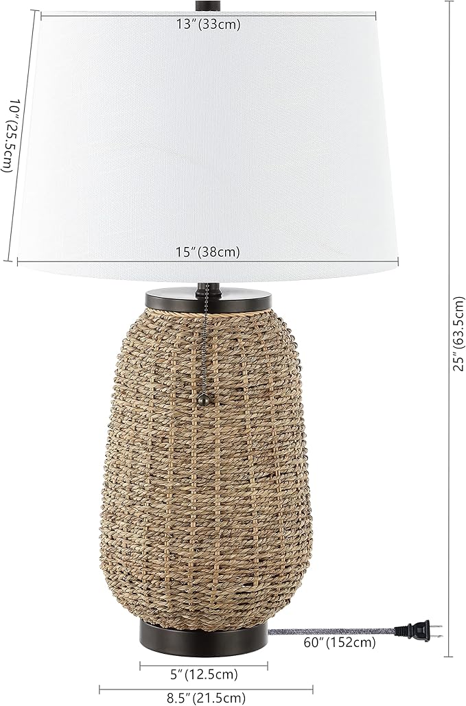 JONATHAN Y Chakrii Table Lamp 25" Pull Chain, Oil Rubbed Bronze/Dark Brown