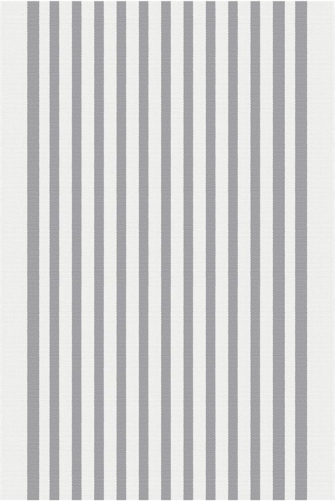 KILOCOCO Striped Rug 2.3'x3.6' Indoor Outdoor Front Door Mat, Grey White | Cotton Washable Striped Front Porch Rug, Woven Layered Doormats, Welcome Mat for Entryway, Low Pile Kitchen Rugs