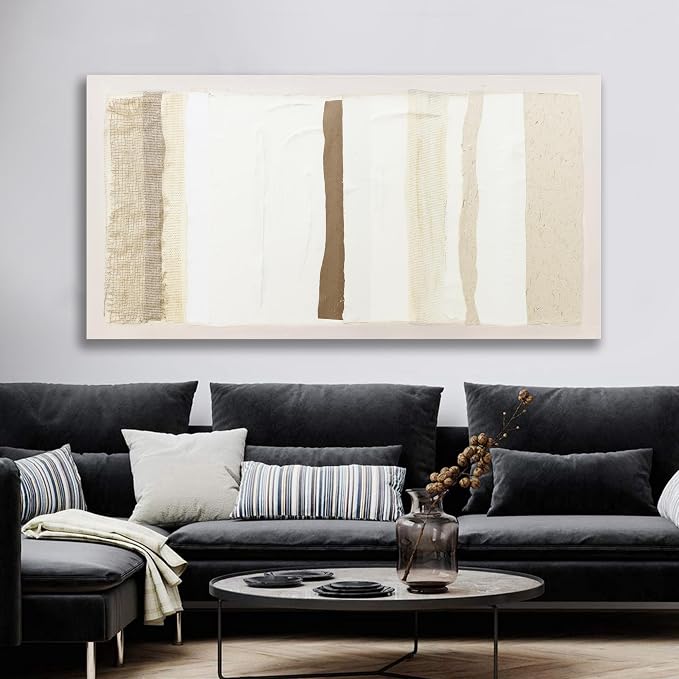 Neutral Wall Art Decor Modern Canvas Art Wall Decor Brown And White Artwork for Walls Oversized Wall Art Prints Large Wall Art for Living Room 29"X58" for Room Bedroom Office Decor