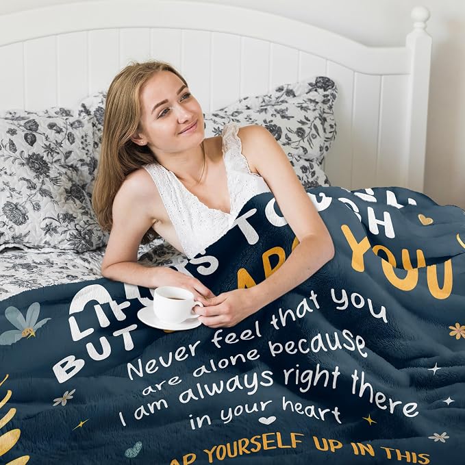 WRAPIX Sister Gifts for Women - Life is Tough But So are You Super Soft Fleece Throw Blanket for Couch Bed 50x60 in - Mothers Day Graduation Birthday Gifts for Sister Women
