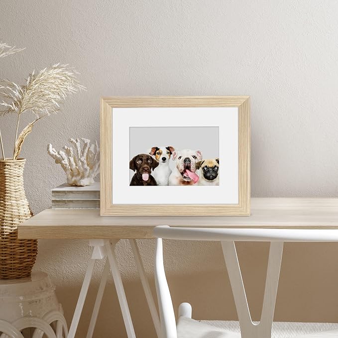 Americanflat 8x10 Picture Frame - Matted to 5x7 - Natural Oak