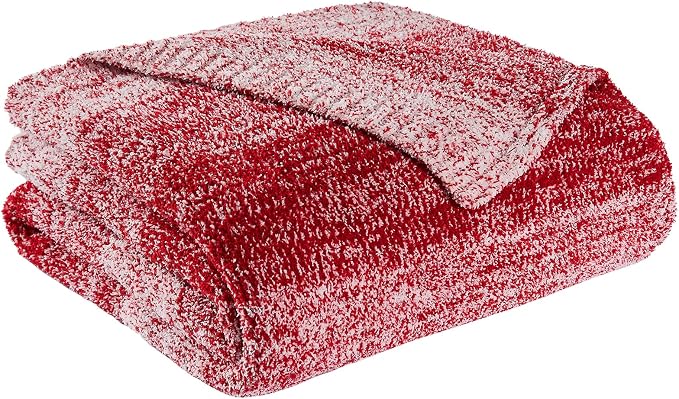 Soft Striped Throw Blanket for Couch, Cozy Warm Knitted Blankets | Lightweight Fuzzy Travel Warm Decor for Women, Mom, Girls, Sofa, Chair, 50x60in, Red Gradient