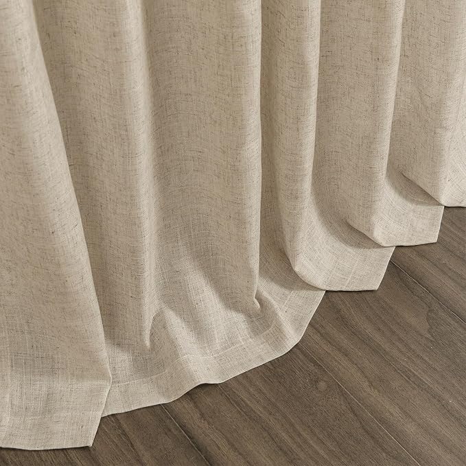 Taupe Burlywood Linen Curtains 80 Inch Length for Living Room Light Filtering Semi Sheer Curtain Back Tab Rustic Luxury Neutral Modern Farmhouse Decor Drapes for Bedroom Dinner Room 52x80, 2 Panels
