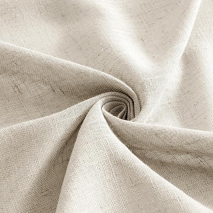 MIULEE Cream Linen Curtains 52x90 Inch Long for Bedroom and Living Room | 2 Panels, Soft Linen Textured Window Drapes, Semi Sheer Light Filtering, Back Tab Rod Pocket, Farmhouse Modern Burlap Look