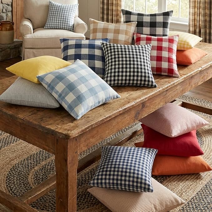 Sage Green Buffalo Check Plaid Outdoor Throw Pillow Cover 18x18 Set of 4 | Spring Outdoor Pillow Covers 18 x 18, Outdoor Pillows for Patio Furniture,Sage Green Farmhouse Decorative Couch Pillow Covers