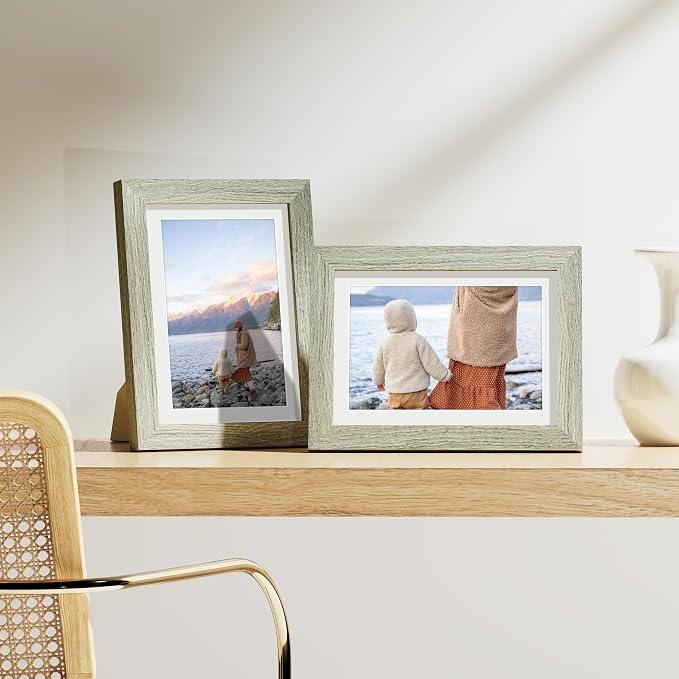 Vittanly 5x7 Picture Frames Set of 9 for Wall Mount or Tabletop, Driftwood | Display Pictures 4x6 with Mat or 5x7 without Mat, Small Photo Frames, Engineered Wood with Shatter Resistant Plexiglass