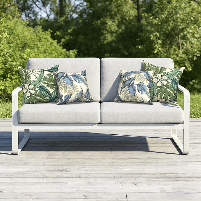 Outdoor Throw Pillow Covers 18x18 Inch, Decorative Pillow Covers for Patio Furniture, Tropical Paradise Modern Cushion Cases for Garden Couch Home Sofa, Pack of 2