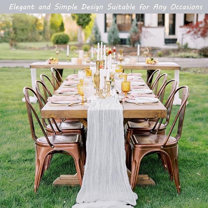 12 Pack 13Ft Cheesecloth Table Runner 35x157 Inch Boho Gauze Table Runner Cheese Cloth Long Table Runner Rustic Table Runner for Wedding Bridal Shower Birthday Party Table Decor (White)