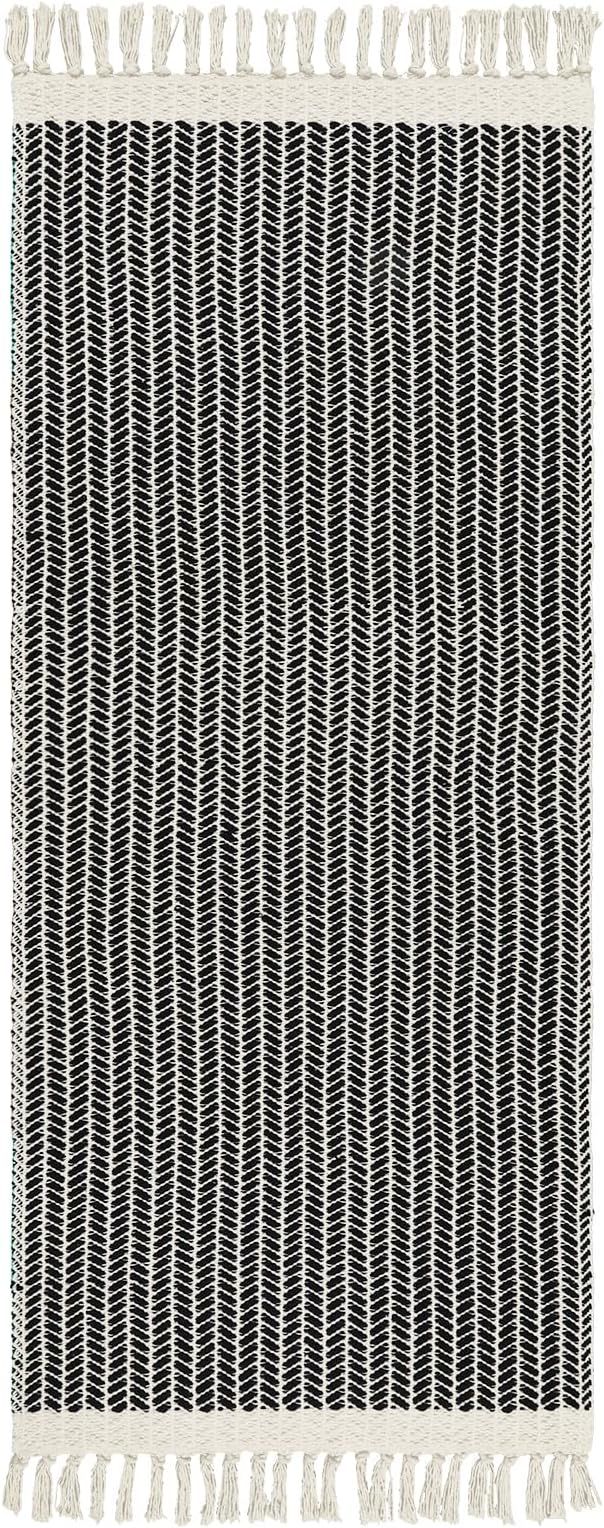 Lahome Boho Bathroom Runner Rug, 2x5 Washable Rugs for Kitchen Hallway | Entryway Laundry Room Throw Carpet with Tassels Woven Cotton, Farmhouse Non Shedding Indoor Door Mat for Bath Bedroom