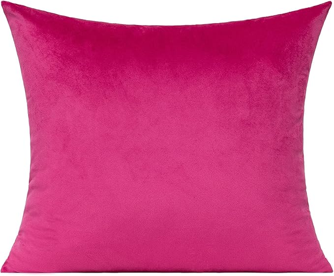 VAKADO Hot Pink Throw Pillow Covers Velvet Decorative Cushion Cases Cozy Soft Solid Square Home Decor for Car Couch Sofa Bedroom Office 20"x20" Set of 2