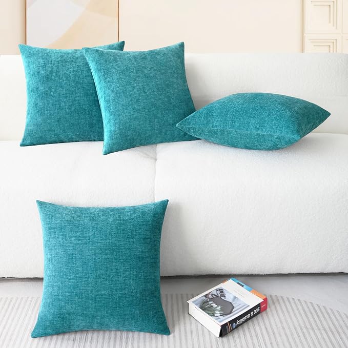 CaliTime Decorative Couch Throw Pillow Covers 18 X 18 Inches Lake Blue