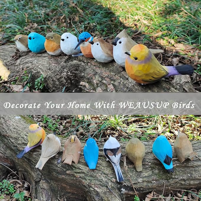 WEAUSUP Hand Carved Wooden Bird Figurine Gift for Bird Lovers