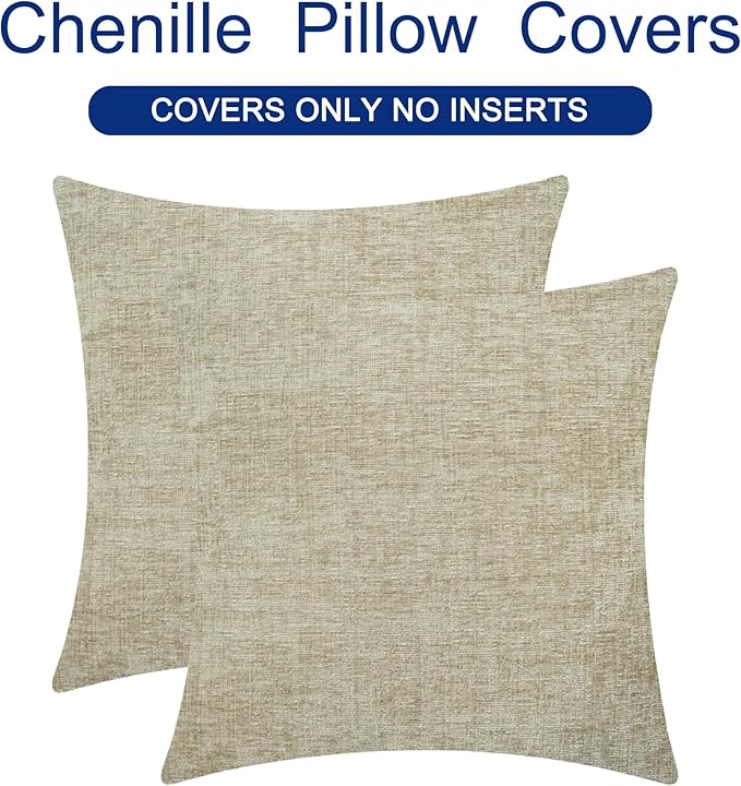 CaliTime Decorative Couch Throw Pillow Covers 18 X 18 Inches Light Taupe