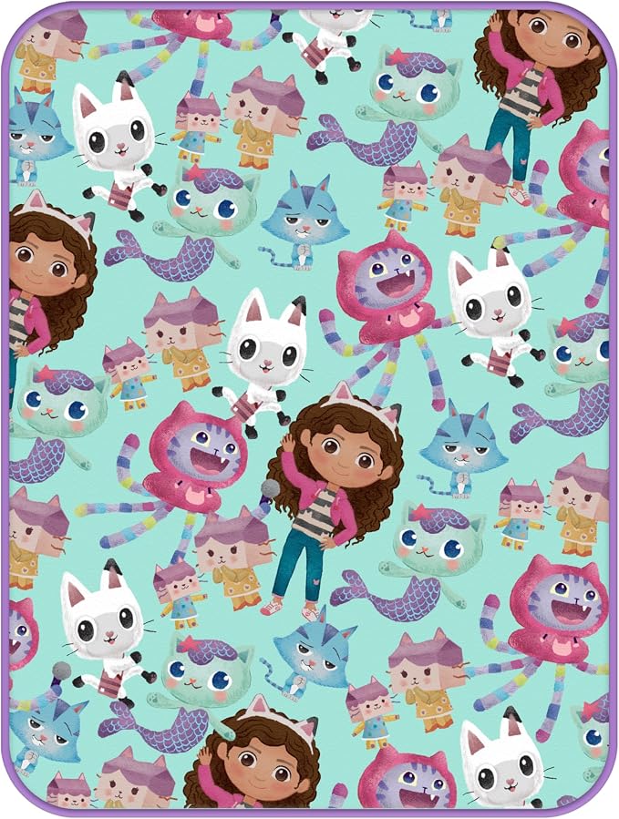 Silver Buffalo Gabby's Dollhouse, Fleece Throw Blanket, 45x60in | Universal, Flannel, Soft and Cozy, 185 GSM