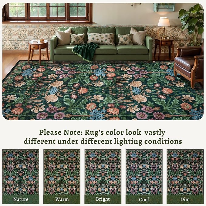 Ciicool 2x6 Runner Rug Non Slip,Floral Washable Kitchen Rugs for Hallways | Entryway Rug for Laundry Bedroom Bathroom Bedside,Boho Soft Low Pile Carpet Indoor Floor Mat Decor