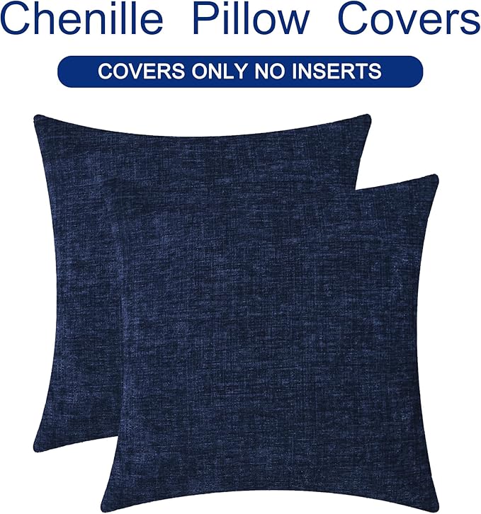 CaliTime Decorative Couch Throw Pillow Covers 22 X 22 Inches Navy Blue
