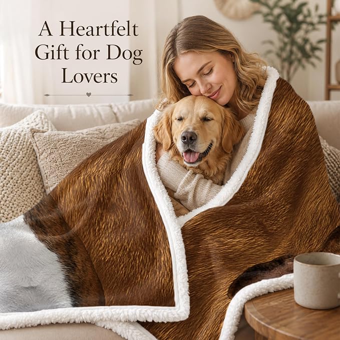 BlessLiving Throw Blanket, Brown Dog Animal Gift, 50x60 in | sherpa fleece fabric, Basenji Large Pet Blankets Puppy Lovers print, for couch or sofa, pet lovers, easy machine care