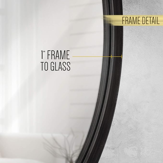 HBCY Creations Round Mirror, Black 24 inch Wall Mirror for Entryway, Bathroom, Living Room and More, Modern Minimalist Mirror for Both Rustic and Boho Design and Decor