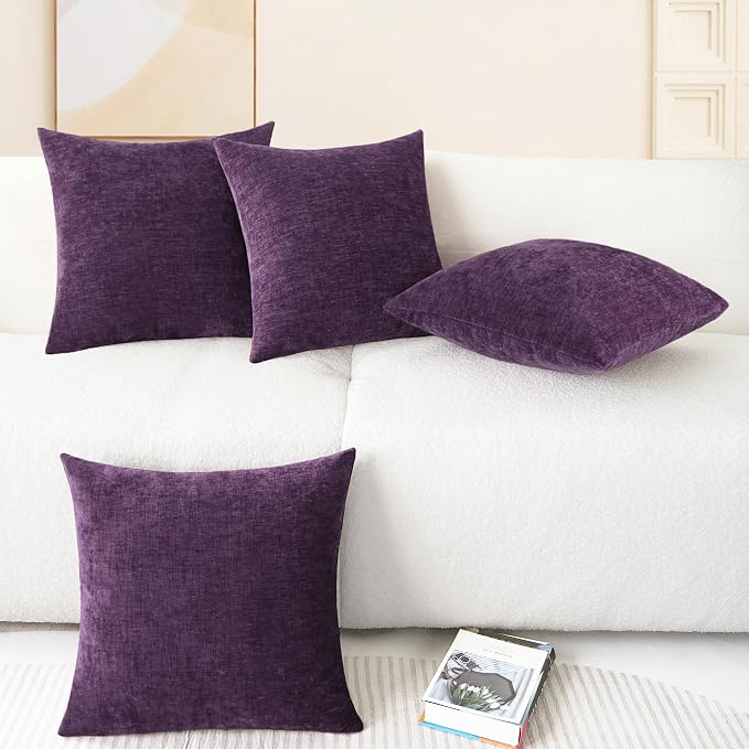 CaliTime Decorative Couch Throw Pillow Covers 18 X 18 Inches Plum Purple