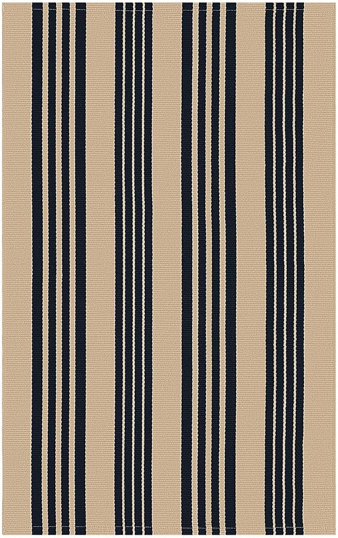 KILOCOCO Striped Rug 2.3'x3.6' Indoor Outdoor Rugs Front Door Mat, Brown | Cotton Washable Striped Front Porch Rug, Woven Layered Doormats, Welcome Mat for Entryway, Low Pile Kitchen Rugs