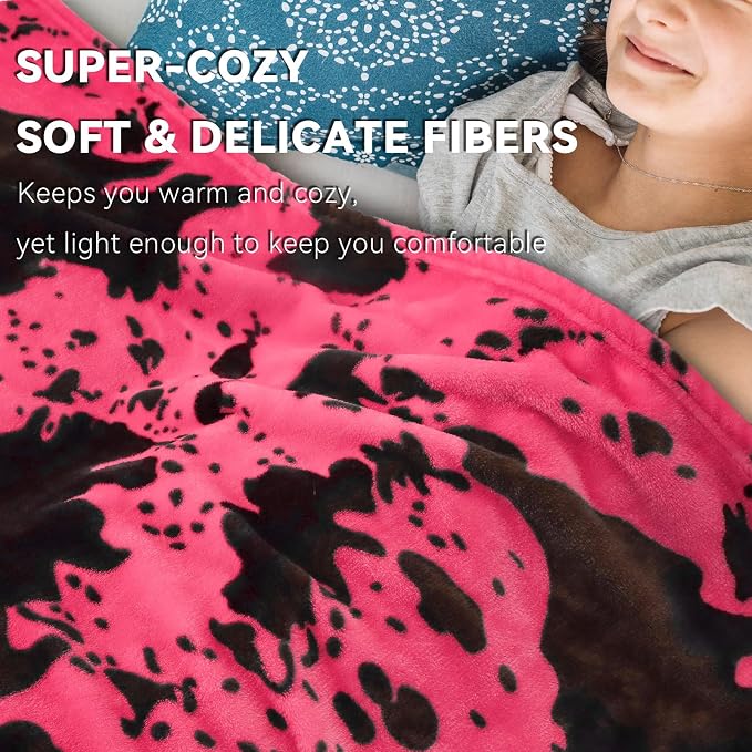 Hot Pink Blanket Queen Size, Extra Large Soft Warm Full Size Fleece Blanket for Couch Bed, Pink Bedroom Living Room Home Decor, 90x90 Inches