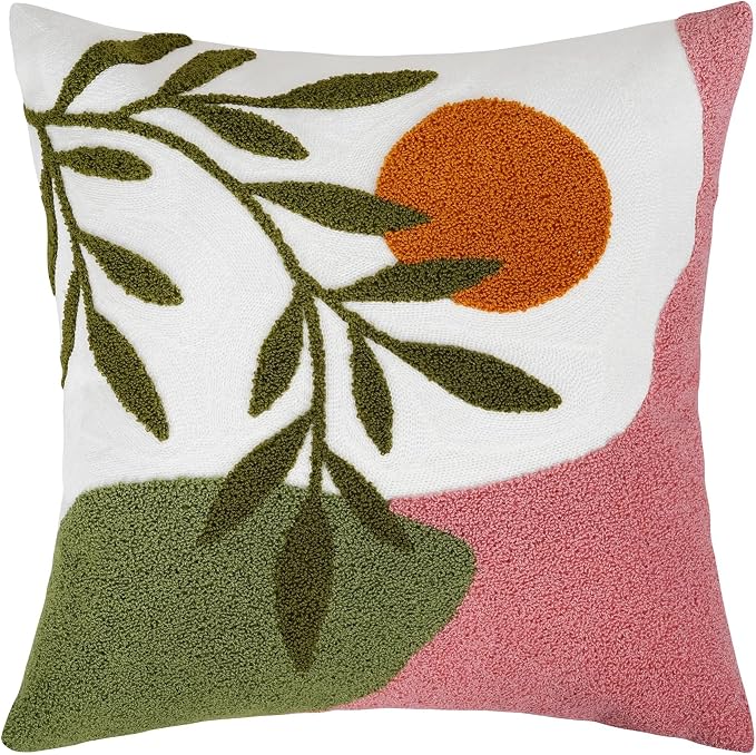 Adabana Boho Pillow Cover 18x18 Inch Embroidered Throw Pillow Cover