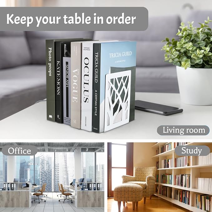BookEnds Decorative Metal Heavy Duty Book End Supports for Bookrack Desk