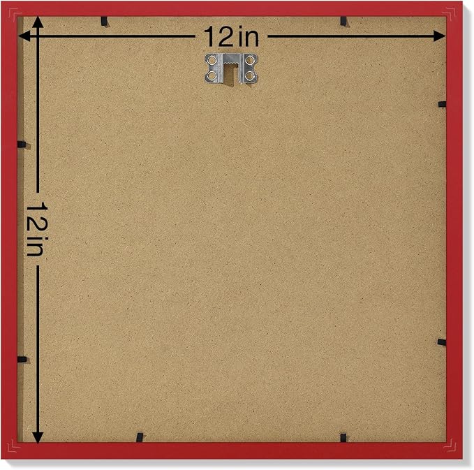 Vittanly 12x12 Picture Frames Set of 9 for Wall Mounting, Red | Display Pictures 8x8 with Mat or 12x12 without Mat for Wall Mounting, Square Photo Frames for Home Decor, Engineered Wood
