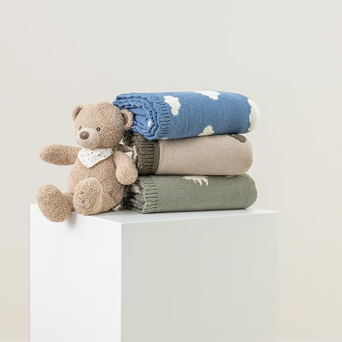Berkshire Chenille Knit Throw Blanket,Ultra-Plush Reversible Soft Throw,Cozy Couch & Bed Blanket with Cute Pattern,Ideal Gift(30x40 Inches,Dino WalkKalamata)