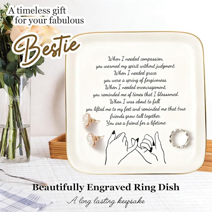 Friend Birthday Gifts for Women, Jewelry Dish, Lifetime Friendship Gifts