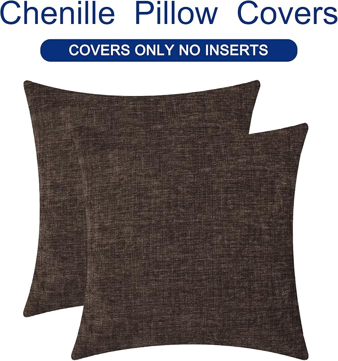 CaliTime Decorative Couch Throw Pillow Covers 24 X 24 Inches Coffee