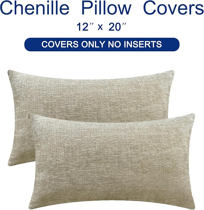 CaliTime Decorative Couch Throw Pillow Covers 20 X 12 Inches Light Taupe