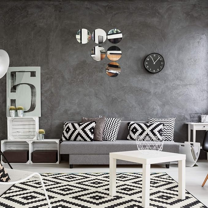 Aneco Acrylic Round Mirrors Non Glass Round Mirror Plate Self Adhesive Mirror Stickers for Home Wall Decor or Wedding Table Centerpiece, (Thickness 2 mm) (6, 6 inch)