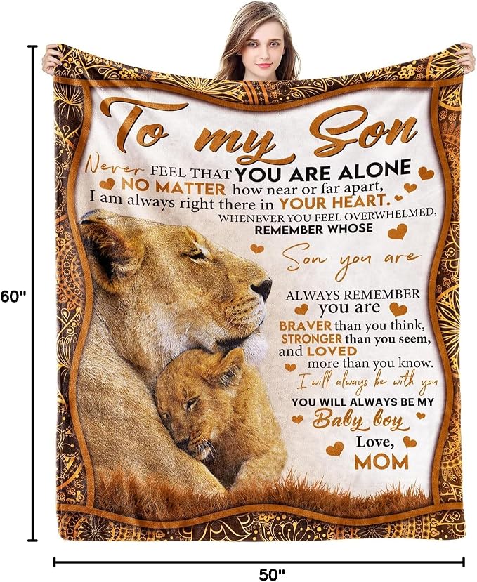 Gifts for Son, Son Gifts from Mom, Son Birthday Fathers Day Graduation Valentines, Soft Throw Blanket 60"x50"