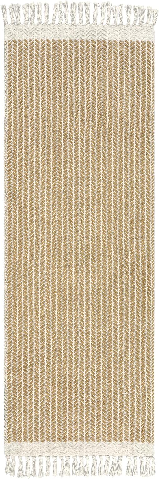 Lahome Boho Bathroom Runner Rug, 2x6 Washable Rugs for Laundry Room | Woven Cotton Throw Carpet with Tassels, Farmhouse Decor Non Shedding Lightweight Low Pile Mats for Hallway Entryway, Khaki