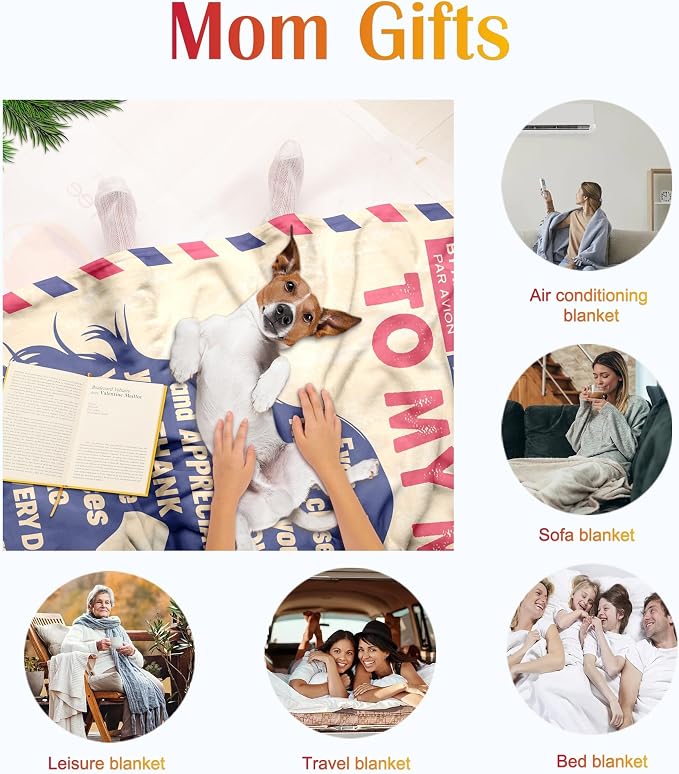 TURMTF Gifts for Moms on Birthdays Christmas,Personalized Cozy Coral Fleece Blanket with Heartfelt Message, Mom Blanket 56x71