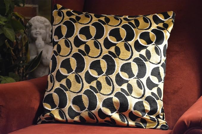 Tache 2 Piece 18 X 18 Inch Square Chic Soft Geometric Velvety Eternal Eclipse Throw Pillow Cover Case Set