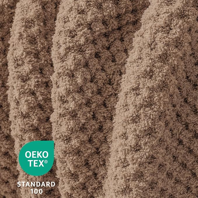 Waffle Knit Throw Blanket for Couch, Soft Cozy Chunky Knit Thick Knitted Blanket for Sofa, Bed, Gift for Women Girls Home Decor (Beige, Throw 50"x60")