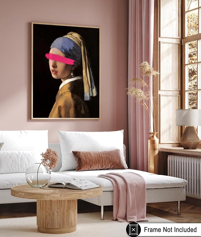Poster Master Girl with a Pearl Earring Painting Print - Baroque Portrait Poster - Altered & Pop Art - Gift for Men & Women - Decor for Bedroom, Living Room or Office - 24x32 Unframed Wall Art