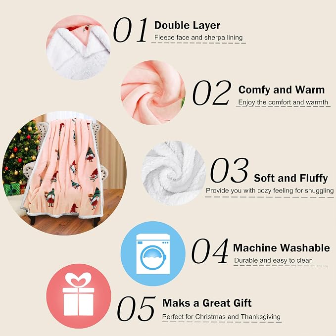 Catalonia Christmas Dwarfs Sherpa Throw Blanket, Xmas Theme Throws, Plush Fleece Couch Blanket, Super Soft, Comfy, Cozy, Fluffy, Ugly