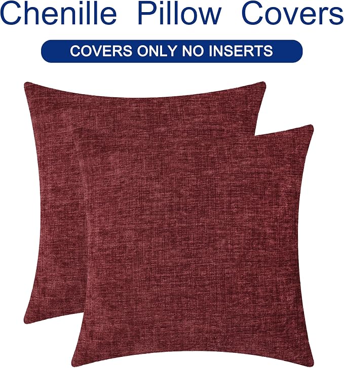 CaliTime Decorative Couch Throw Pillow Covers 22 X 22 Inches Burgundy