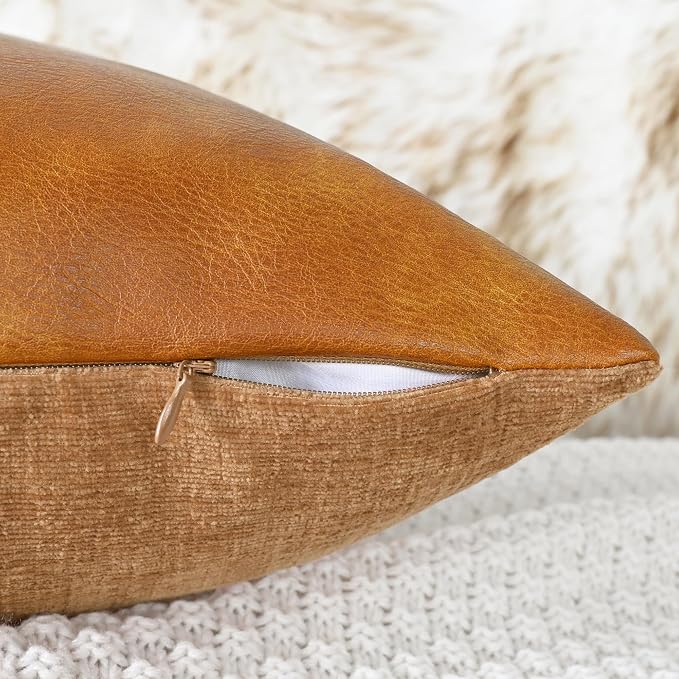 CaliTime Decorative Couch Throw Pillow Covers 20 X 20 Inches Apricot Brown