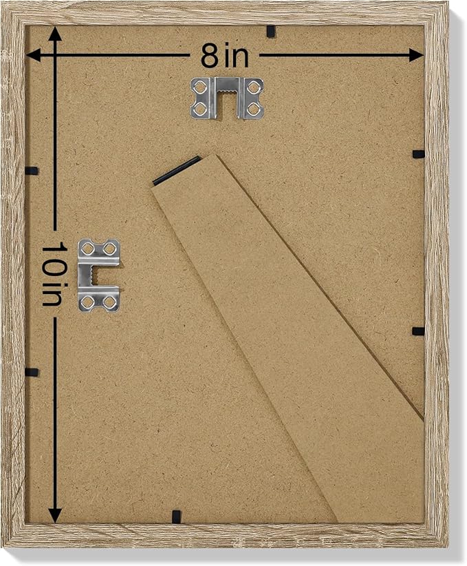 Vittanly 8x10 Picture Frames Set of 9, Wall & Tabletop, Light Wood | Display Pictures 5x7 with Mat or 8x10 without Mat, Small Photo Frames, Engineered Wood with Shatter Resistant Plexiglass