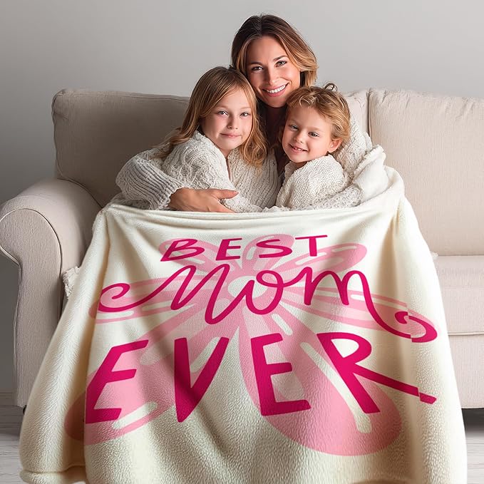 FILO ESTILO Mom Blanket 50"x60" in Gift Ready Packaging for Mother | Cozy Dyed Fleece Throw Blanket by FiloEstilo - Best Mom Ever Gift for Couch or Bed | Special Present from Daughter or Son