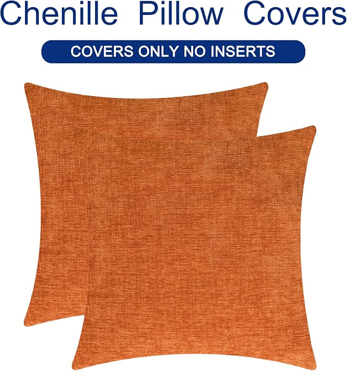CaliTime Fall Decorative Throw Pillow Covers 24 X 24 Inches Burnt Orange