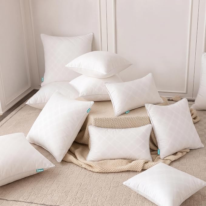Oubonun 26x26 Throw Pillow Inserts Set of 2, White Square Interior Sofa Pillow Inserts, Decorative Pillow Insert Pair for Couch Bed Living Room