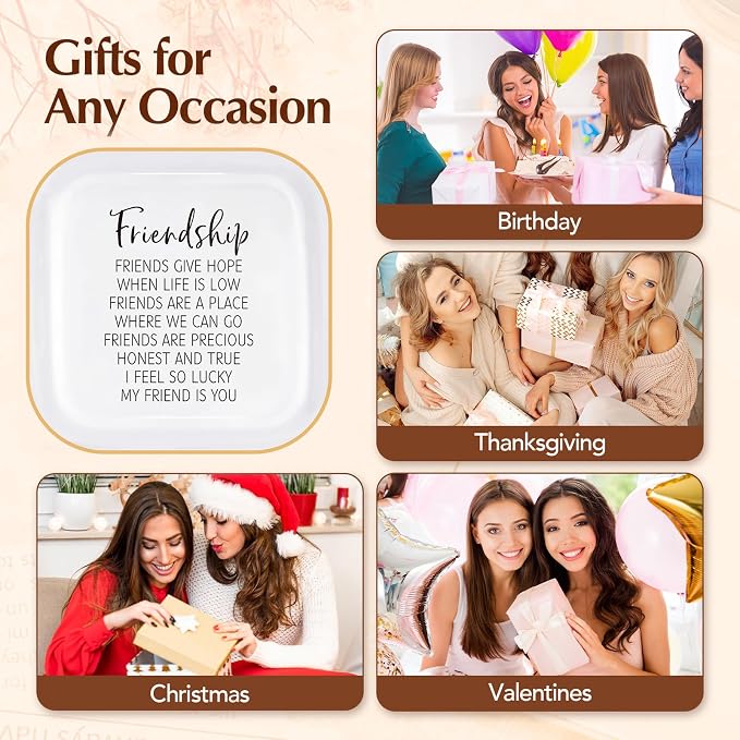 PUDDING CABIN Friendship Gift for Women Friend Jewelry Dish Birthday Graduation Christmas