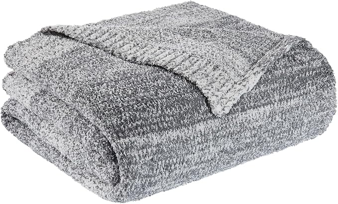 Soft Striped Throw Blanket for Couch, Cozy Warm Knitted Blankets | Lightweight Fuzzy Travel Warm Decor for Women, Mom, Girls, Sofa, Chair, 50x60in, Grey Gradient