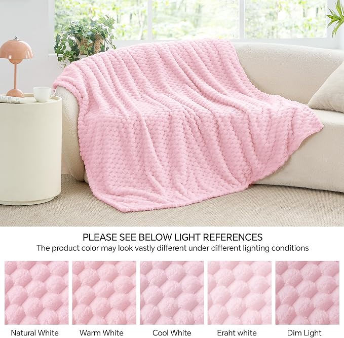 BEDELITE Twin Blanket for Couch, Soft Cozy Gifts for Women, Cherry Blossom | 3D Jacquard Decorative Fleece Blanket, Super Soft Plush Throw, Cute Birthday Gift for Women, Suitable for All Seasons, 60*80